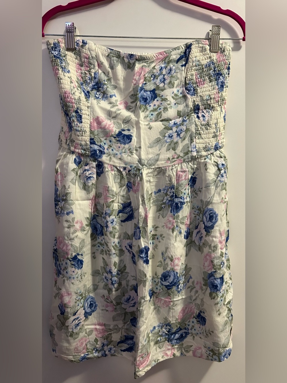 Strapless floral mini dress